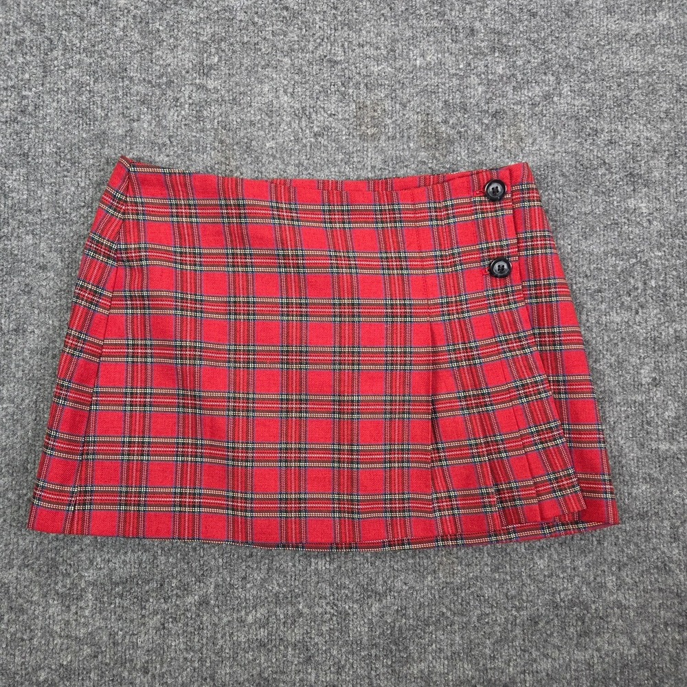 Tracy Evans Y2k VTG Pleated Skirt Women 11 Red Plaid Goth Punk Mini School Girl